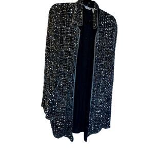 Vintage Judith Ann Plus Beaded Sequin Cardigan Open Jacket Size 1X READ